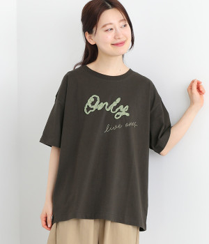 フリルロゴ刺繍Tシャツ(スミクロ-ONESIZE)