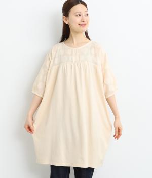 ドットジャカード 切替バルーンチュニック(ナチュラル-ONESIZE)