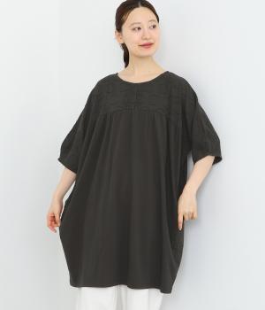 ドットジャカード 切替バルーンチュニック(スミクロ-ONESIZE)