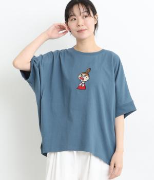 リブ付き ミイ刺繍ドルマンプルオーバー(ブルー-ONESIZE)