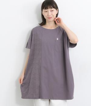 ドットジャカード切替コクーンうさぎチュニック(パープル-ONESIZE)