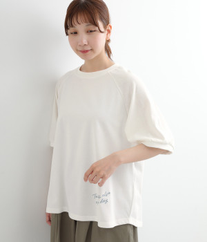 ドットジャカード天竺 ラグランTシャツ(ホワイト-ONESIZE)