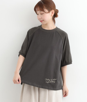 ドットジャカード天竺 ラグランTシャツ(スミクロ-ONESIZE)