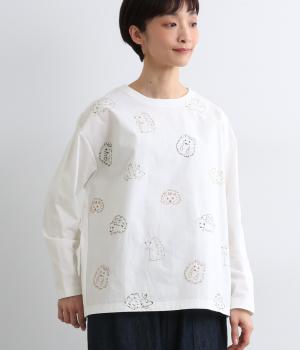全身布帛ハリネズミロングスリーブTシャツ(ホワイト-F)