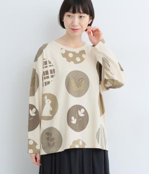 ビッグ柄ドットプリントロングスリーブＴシャツ