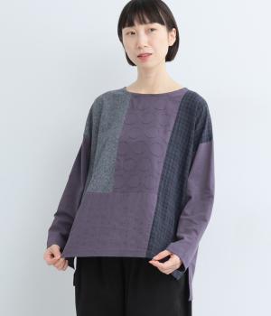 布帛切替ロングスリーブＴシャツ(パープル-F)