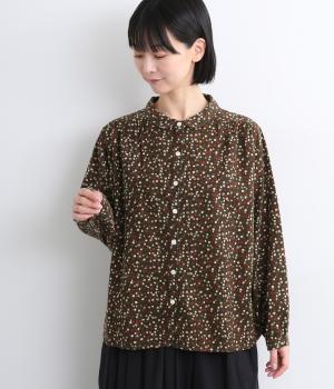 柄プリント起毛布帛ブラウス