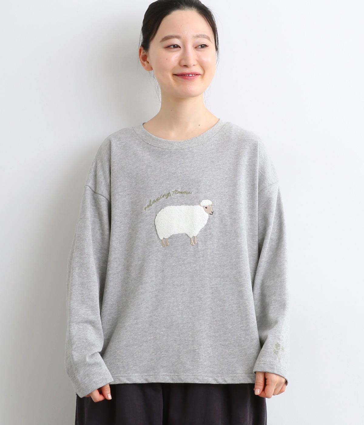 サガラひつじ刺繍裏毛プルオーバー(グレートップ-F)