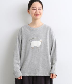 サガラひつじ刺繍裏毛プルオーバー(グレートップ-F)