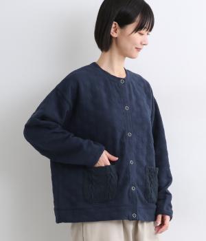 もちもちドット×ニットポケカーディガン(ネイビー-F)