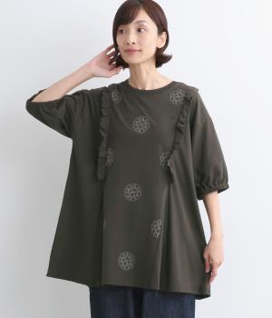 レース挟みタック刺繍切替チュニック