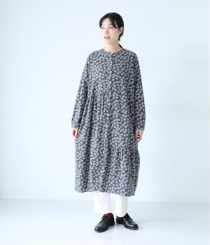 花柄プリントアシメギャザーワンピース