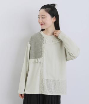 フリル切り替えロングスリーブTシャツ