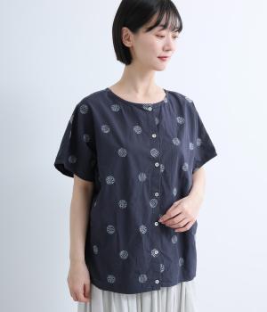 手書きドット刺繍2wayブラウス