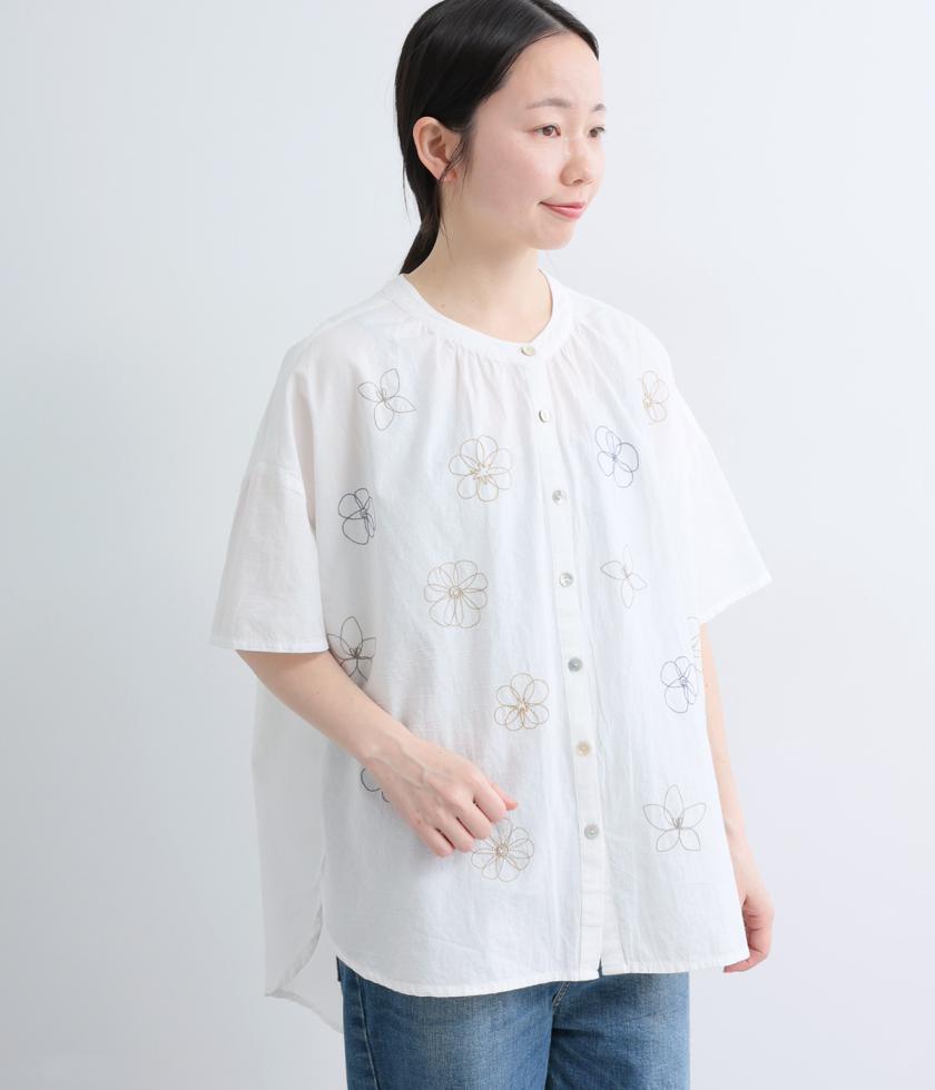 前身フラワー刺繍ブラウス