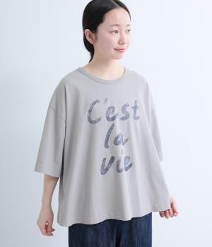 水彩ロゴプリントTee(ライトブルー-F)