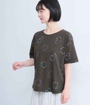 サークルフラワー刺繍Tee(スミクロ-F)