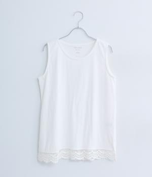 裾レースタンクトップ(ホワイト-F)