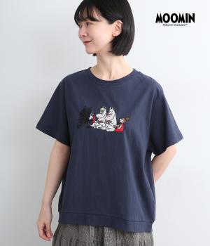 MOOMINピクニック刺繍Tee(ネイビー-F)