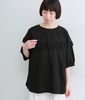 ラウンド切替レースフリルプルオーバー(ブラック-F)