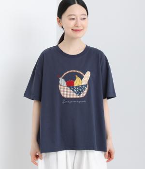 ピクニックバスケットパッチTシャツ(ネイビー-F)