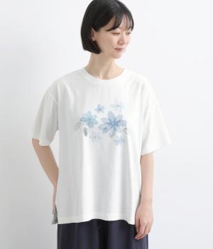 水彩フラワーTee(ホワイト-F)