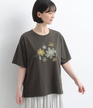 水彩フラワーTee(スモークブラック-F)