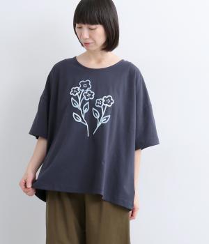 フラワー発砲プリントワイドTee(ダークネイビー-F)