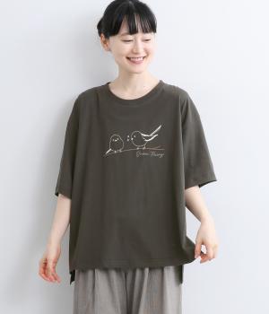 シマエナガ刺繍Tee(スミクロ-F)