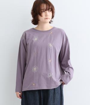 前身布帛コスモス刺繍プルオーバー（パープル・F）