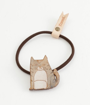 クリアウッド　ねこnoヘアゴム(シマ-ONESIZE)