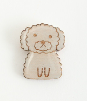 クリアウッド　いぬnoブローチ(プードル/グレー-ONESIZE)