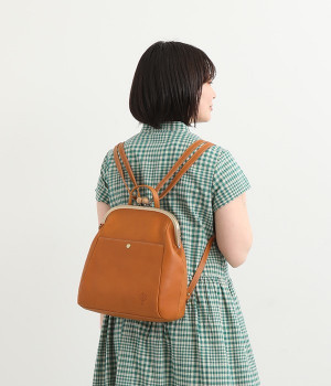 ドロップツリー木玉　がま口３WAYバッグ(キャメル-ONESIZE)