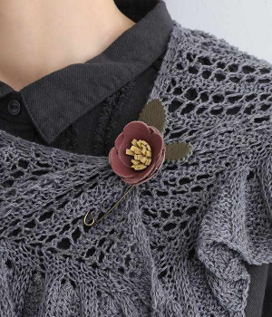 レザーフラワー ショールピン(アネモネスミレ-ONESIZE)