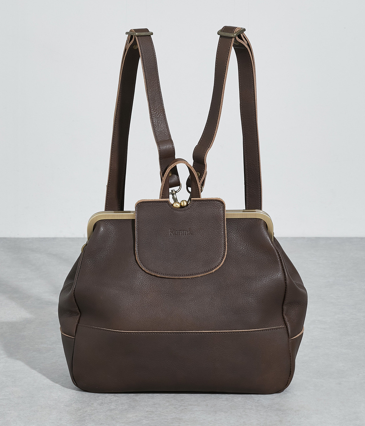 mukurino　がま口　3wayリュック(ダークブラウン-ONESIZE)