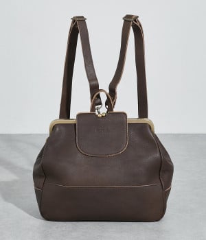 mukurino　がま口　3wayリュック(ダークブラウン-ONESIZE)