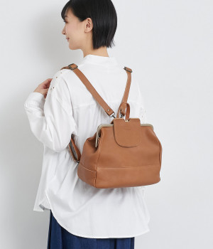 mukurino　がま口　3wayリュック(キャメル-ONESIZE)