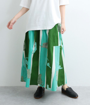 コットンブラインドカーテンスカート(グリーン-ONESIZE)