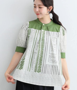 コットンジャックブラウス(ホワイト-ONESIZE)