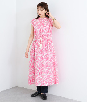 コットンプティパッチワンピース(ピンク-ONESIZE)