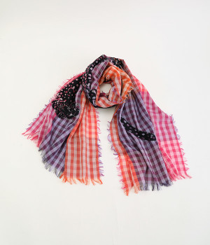 レオパード ウールショール(パープル-ONESIZE)