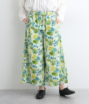 コットンモダールナショナルフラワーパンツ(グリーン-ONESIZE)