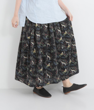 コットンキャンブリックチータースカート(ブラック-ONESIZE)