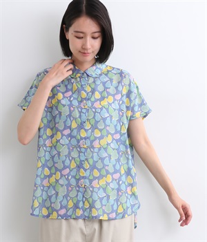 ブロックペアーズブラウス(ブルー-ONESIZE)