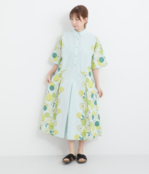 コットンペアーズワンピース(ブルー-ONESIZE)