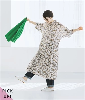 コットンキャンブリックチーターワンピース(ホワイト-ONESIZE)