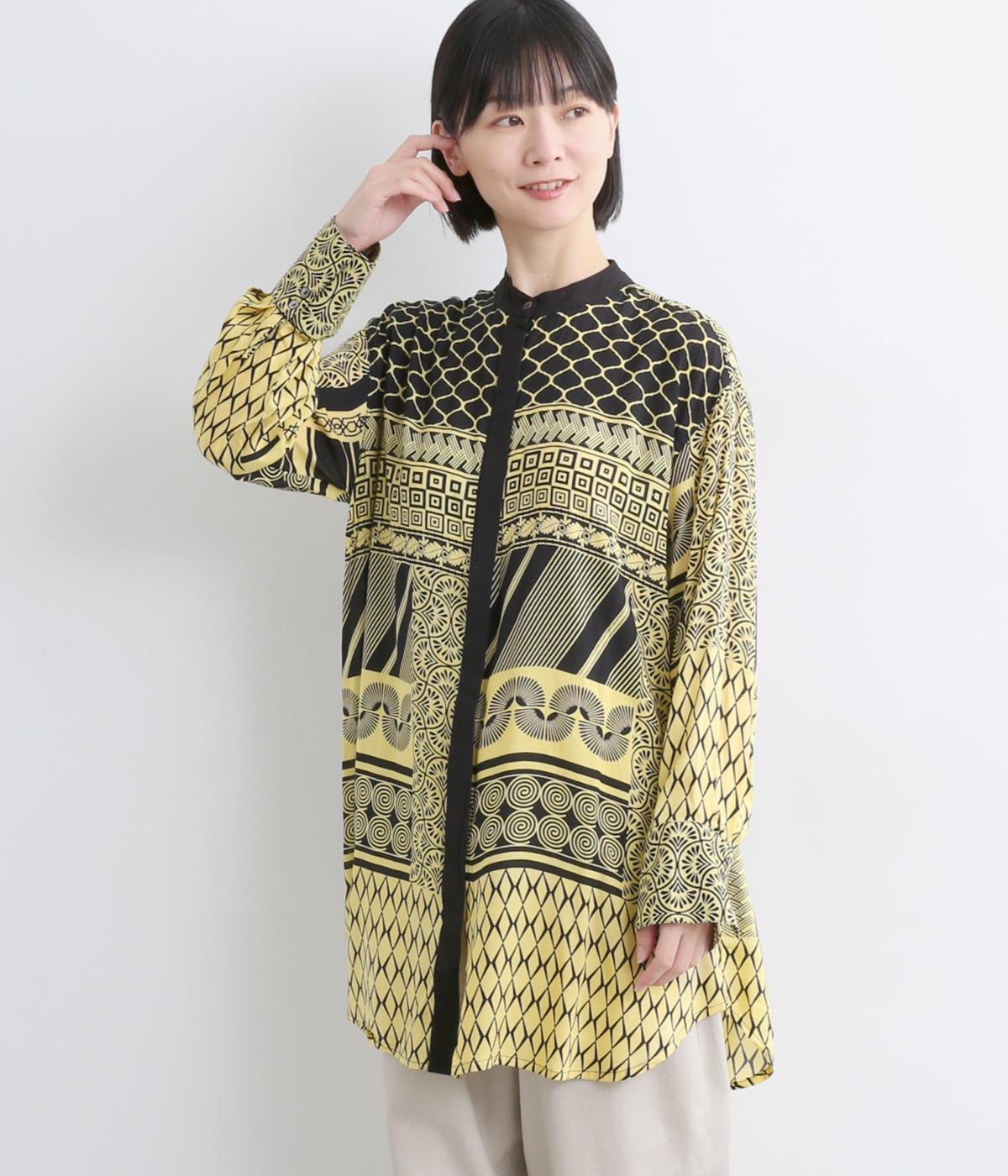 ポタリ―プリントブラウス(ブラック-F)