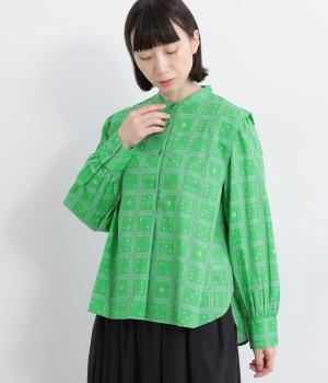 ダイスチェックブラウス(グリーン-F)