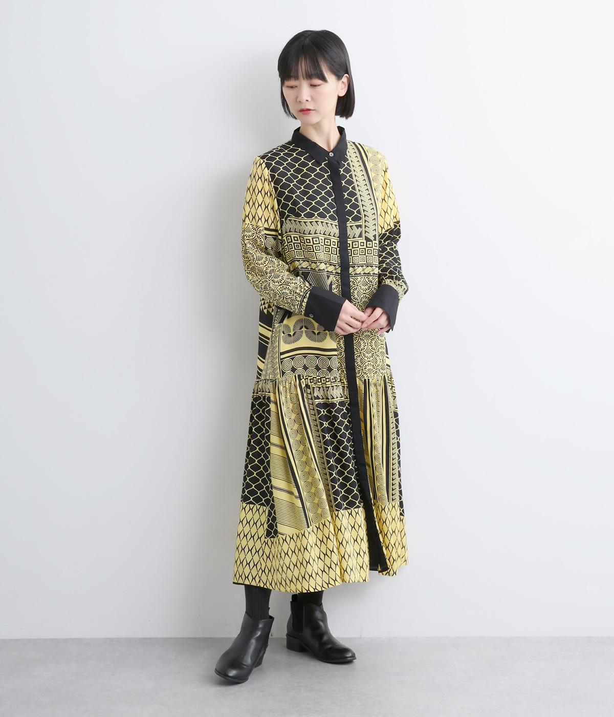 ポタリ―プリントワンピース(ブラック-F)