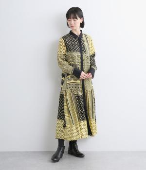 ポタリ―プリントワンピース(ブラック-F)